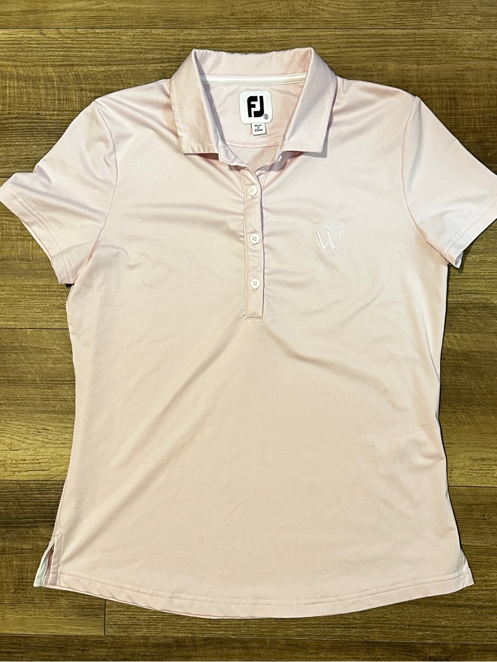 FootJoy Women's Pale Pink Short Sleeve Button-Down Golf Polo